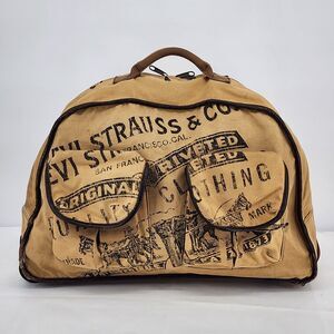 Levi Strauss & Co Vintage Large Logo Duffle Rolling Luggage Travel Bag RARE HTF